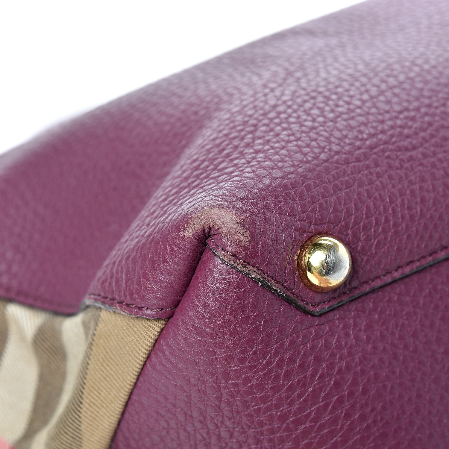 Burberry Derby Calfskin House Check Medium Banner Tote Dark Plum 9 of 27