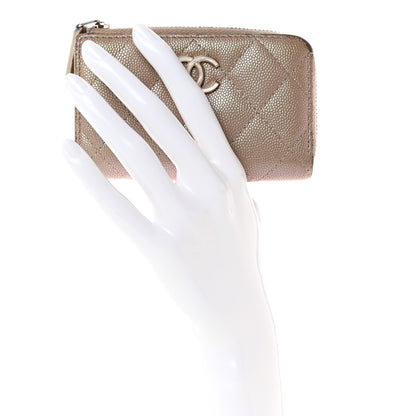 Chanel Iridescent Caviar Quilted Zipped Key Holder Case Beige 2 of 21