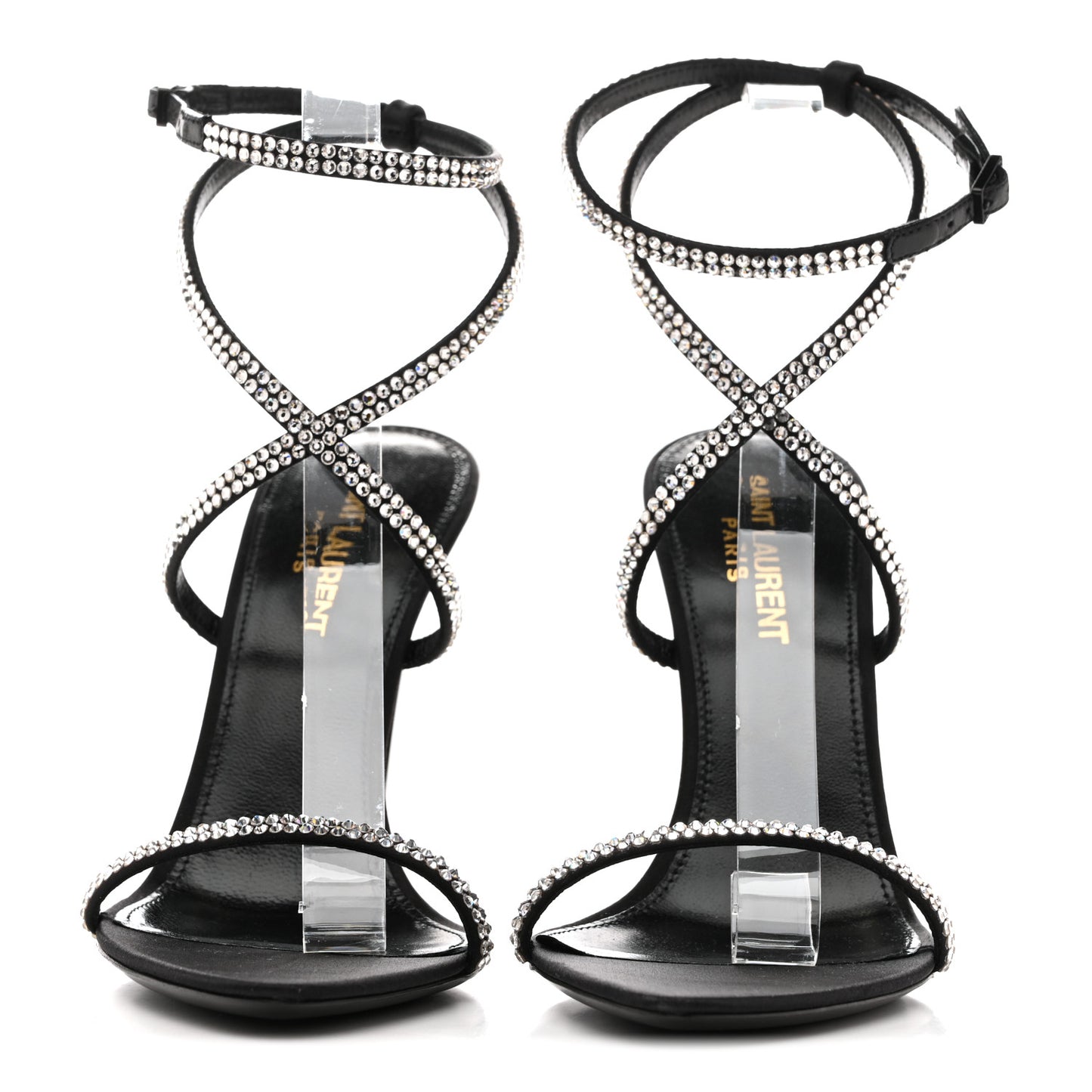 Crepe Satin Crystal Satine 110 Sandals 36 Black