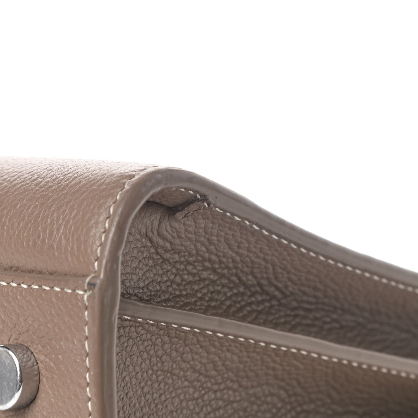 Grained Calfskin Topstich Baby Sac De Jour Taupe