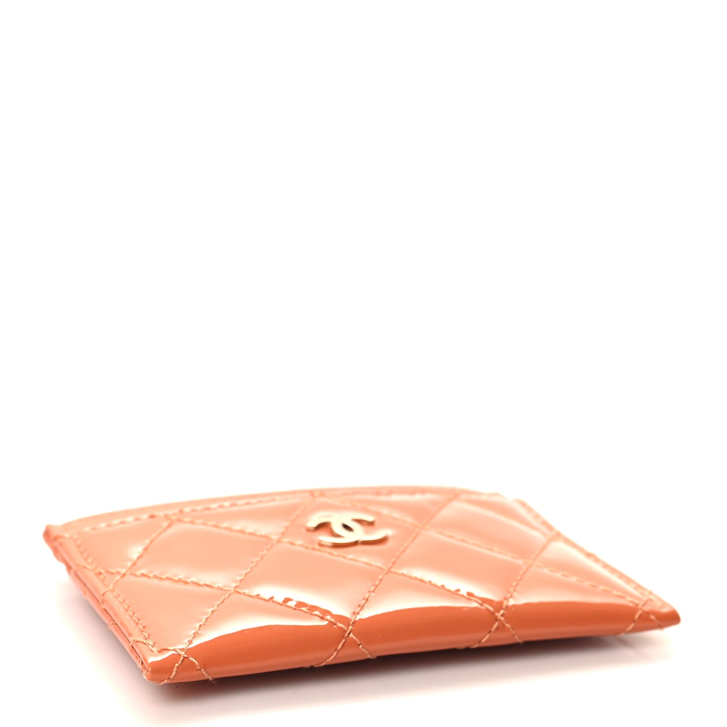Chanel Patent Calfskin Quilted Card Holder Orange 4 of 9