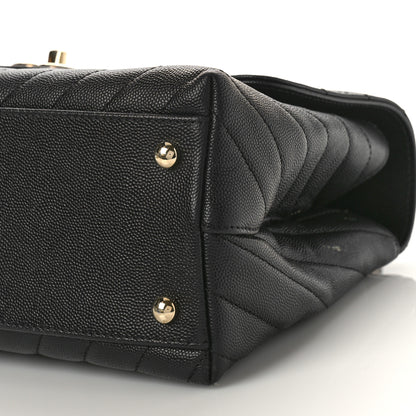 Chanel Caviar Chevron Quilted Small Coco Handle Flap Black 10 of 11