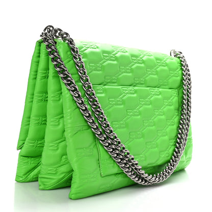 Balenciaga Nappa BB Monogram Embossed XL Triplet Bag Acid Green 3 of 9