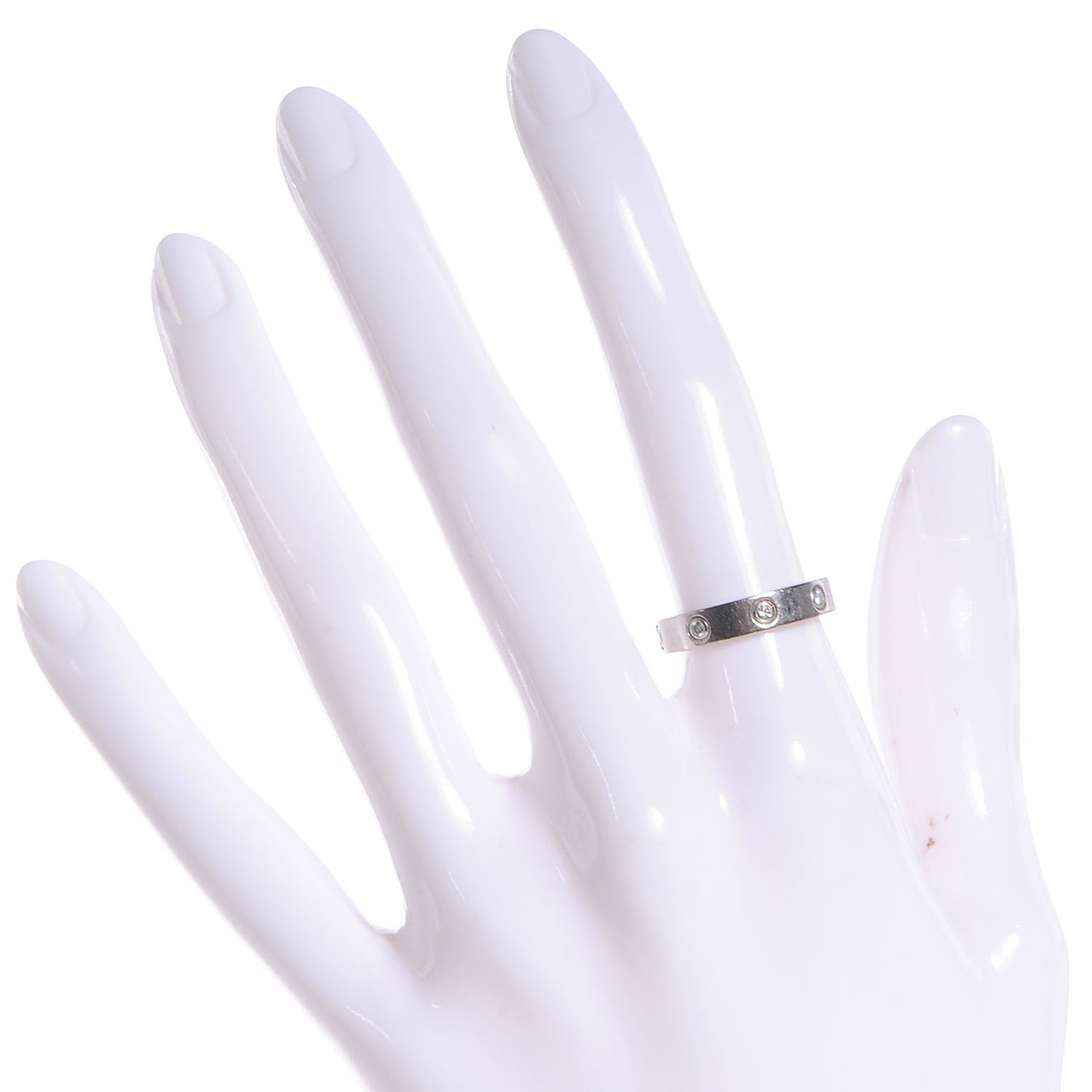 18k White Gold 8 Diamond 4mm Wedding Band LOVE Ring Size 53 US 6.25