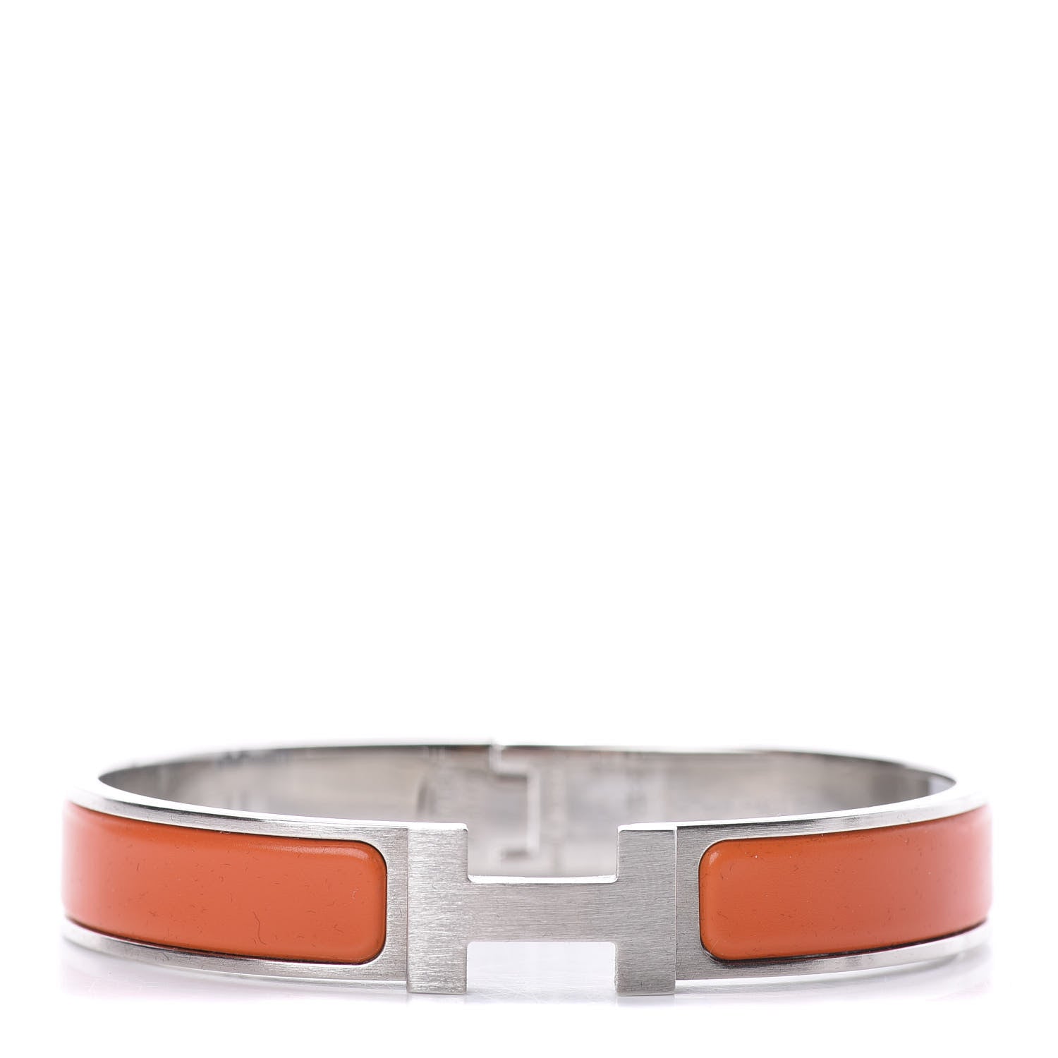 Hermes Matte Enamel Narrow Clic Clac HH Bracelet T5 Orange 1 of 3
