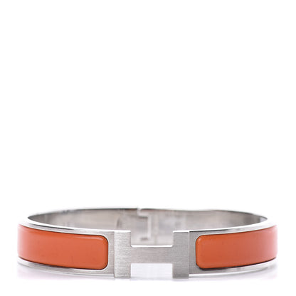 Hermes Matte Enamel Narrow Clic Clac HH Bracelet T5 Orange 1 of 3