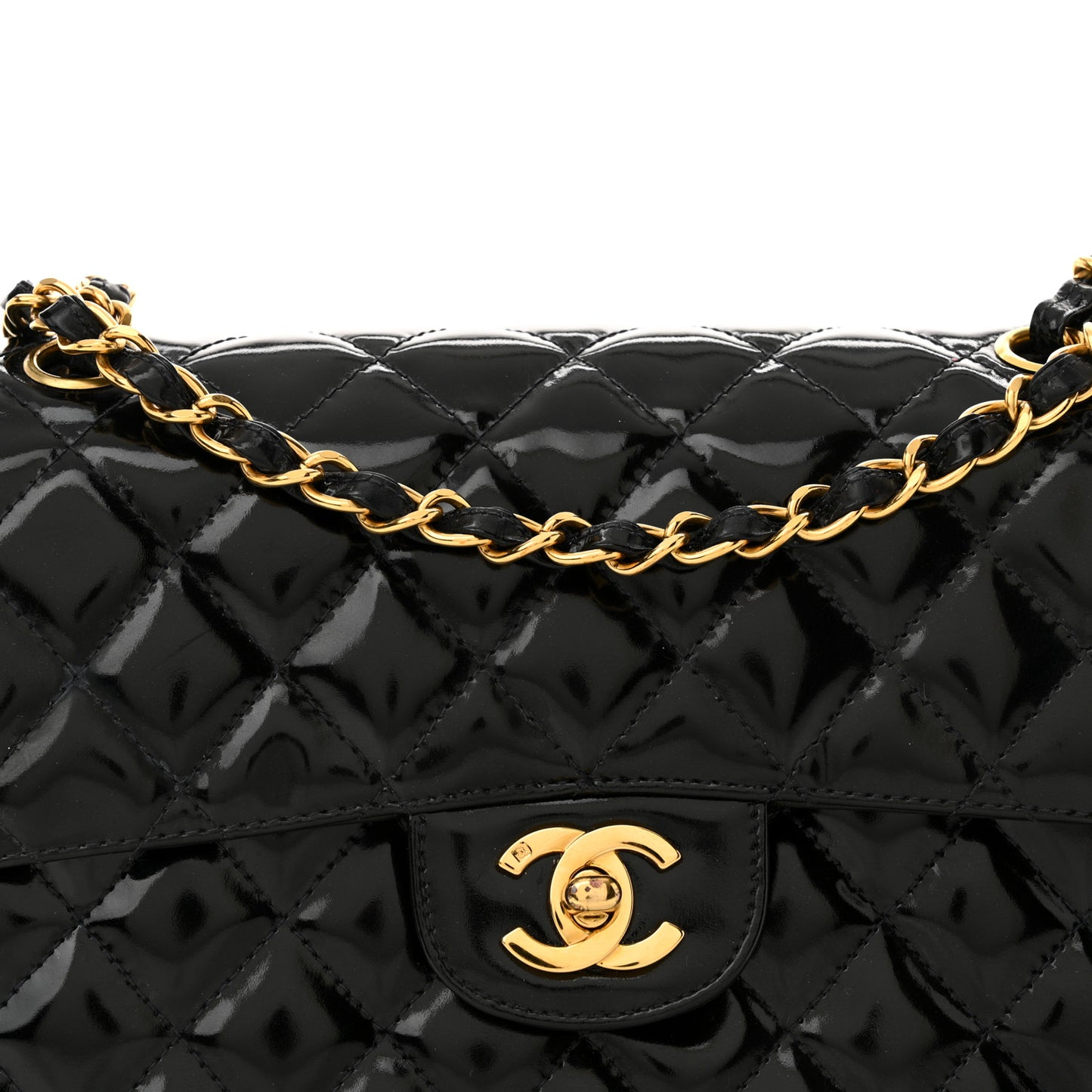 Patent Quilted Small Double Sided Flap Black