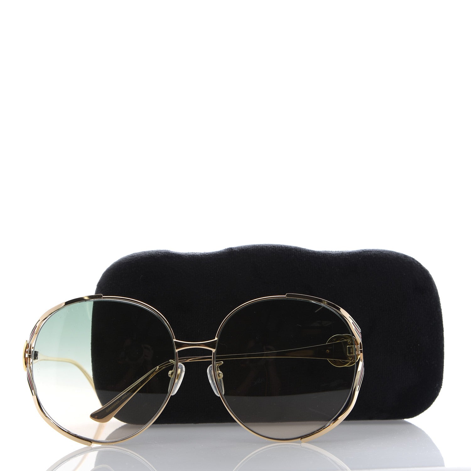 Gucci Metal Oversized Round Frame GG0225S Sunglasses Gold 8 of 8