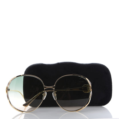 Gucci Metal Oversized Round Frame GG0225S Sunglasses Gold 8 of 8