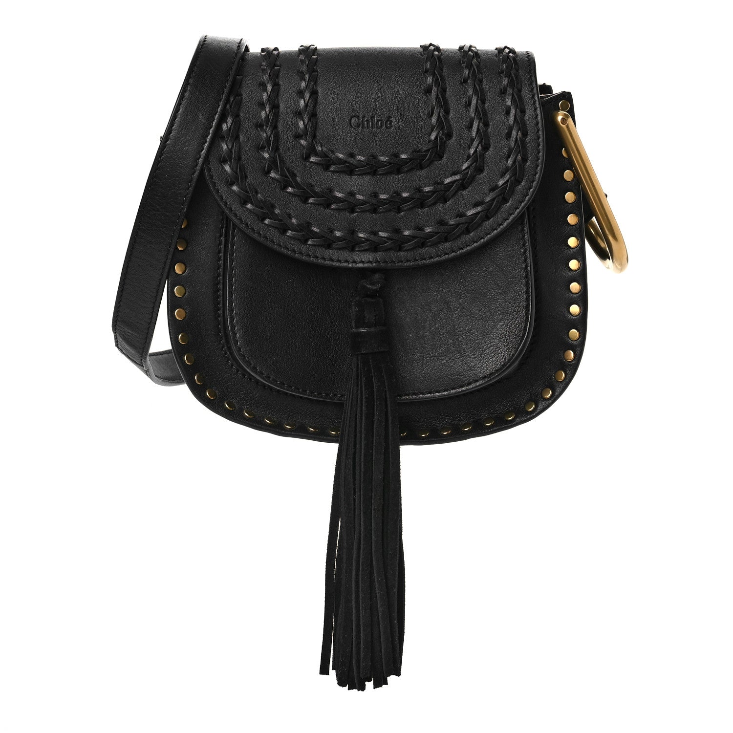 Chloe Calfskin Braided Mini Hudson Shoulder Bag Black 1 of 9