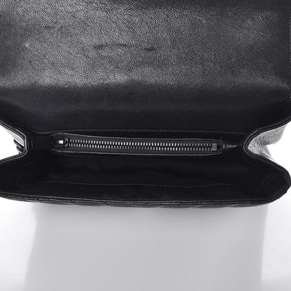 Saint Laurent Sheepskin Matelasse Chevron Monogram Medium College Bag Black 5 of 8