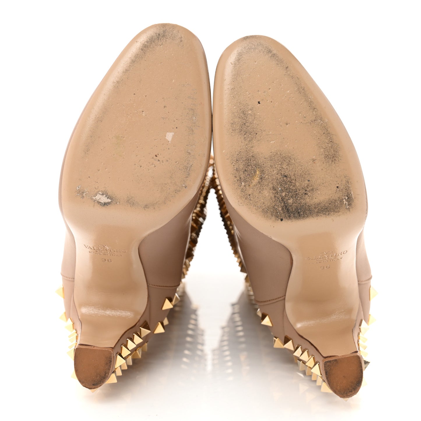 Calfskin Rockstud All Over Tall Boots 36 Alpaca