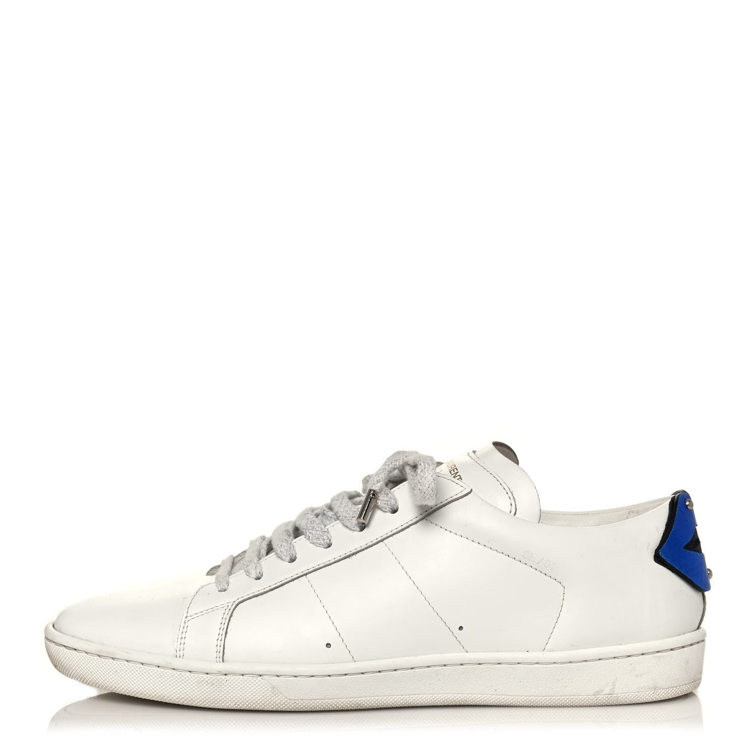 Saint Laurent Calfskin Metallic Ayers Signature Court Lips Sneakers 41 Optic White 1 of 12