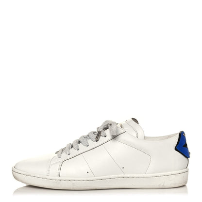 Saint Laurent Calfskin Metallic Ayers Signature Court Lips Sneakers 41 Optic White 1 of 12
