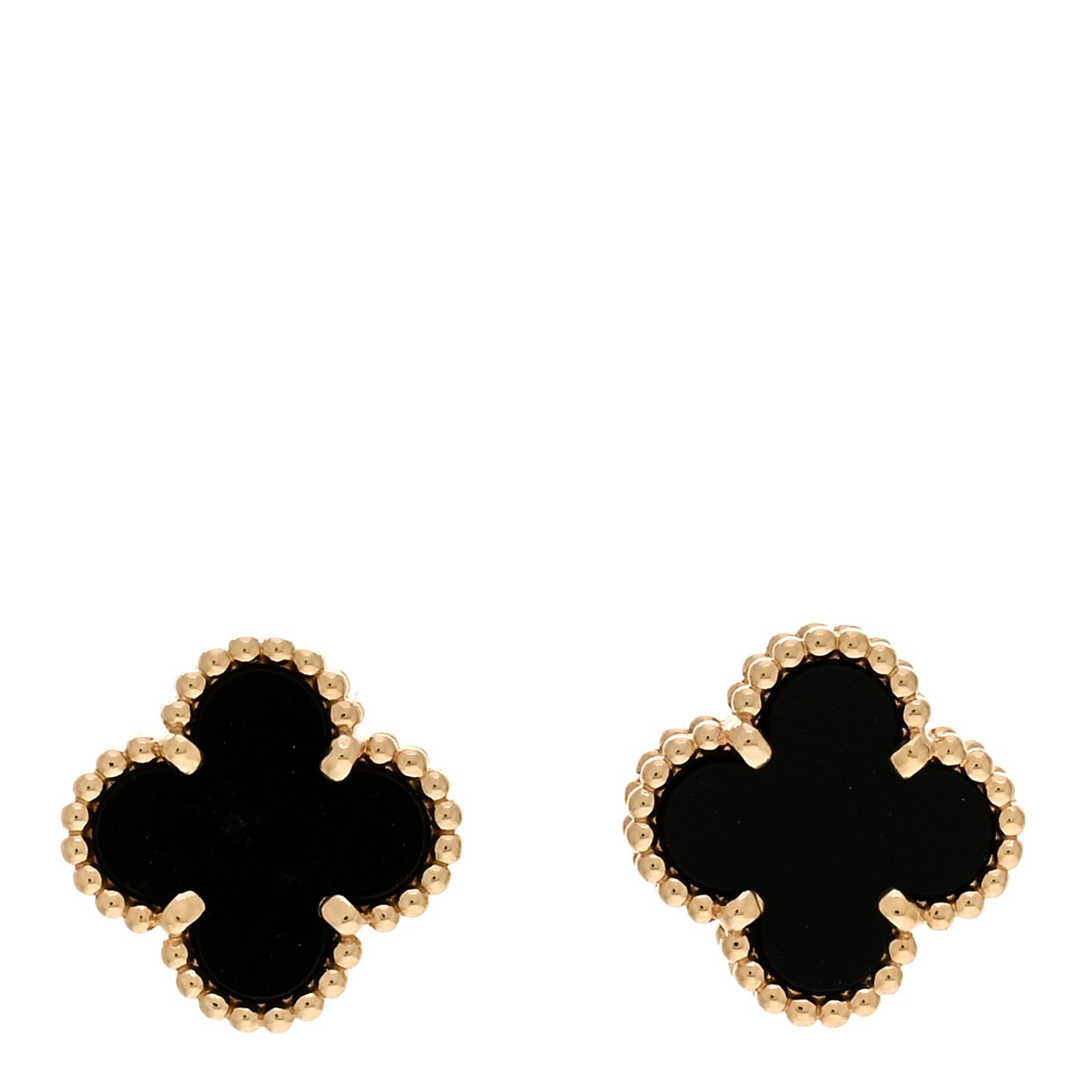 VAN CLEEF & ARPELS 18K Yellow Gold Black Onyx Sweet Alhambra Earrings
