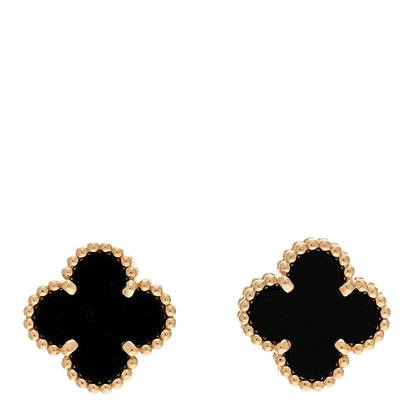 Van Cleef & Arpels VAN CLEEF & ARPELS 18K Yellow Gold Black Onyx Sweet Alhambra Earrings 1 of 5