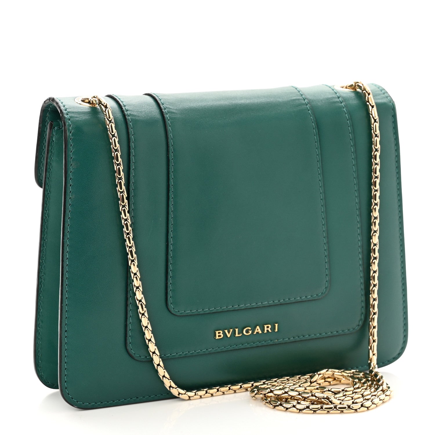 Bulgari Calfskin Small Serpenti Forever Snake Strap Crossbody Bag Emerald Green 4 of 11