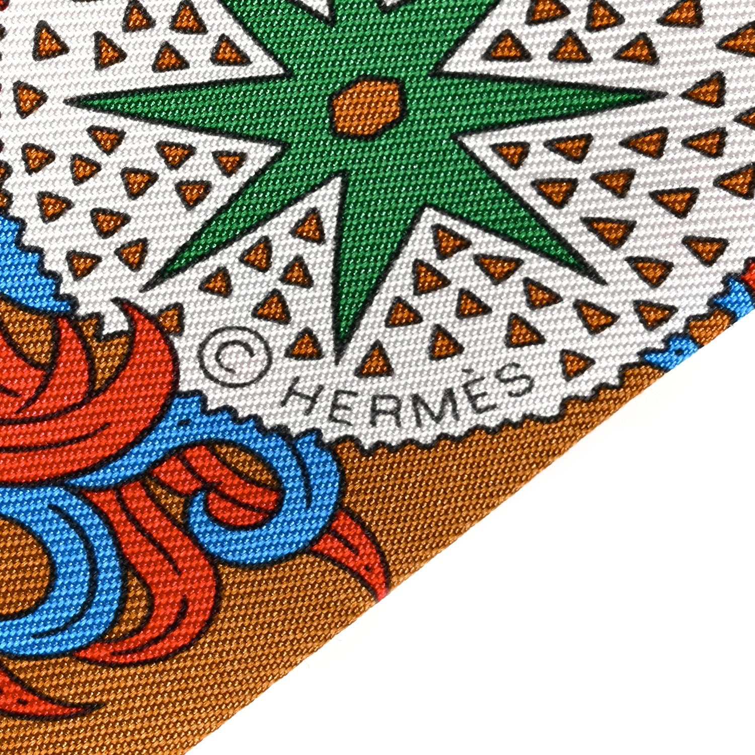 Hermes Silk De l'Ombrelle Aux Duels Twilly Caramel Vert Bleu 4 of 6