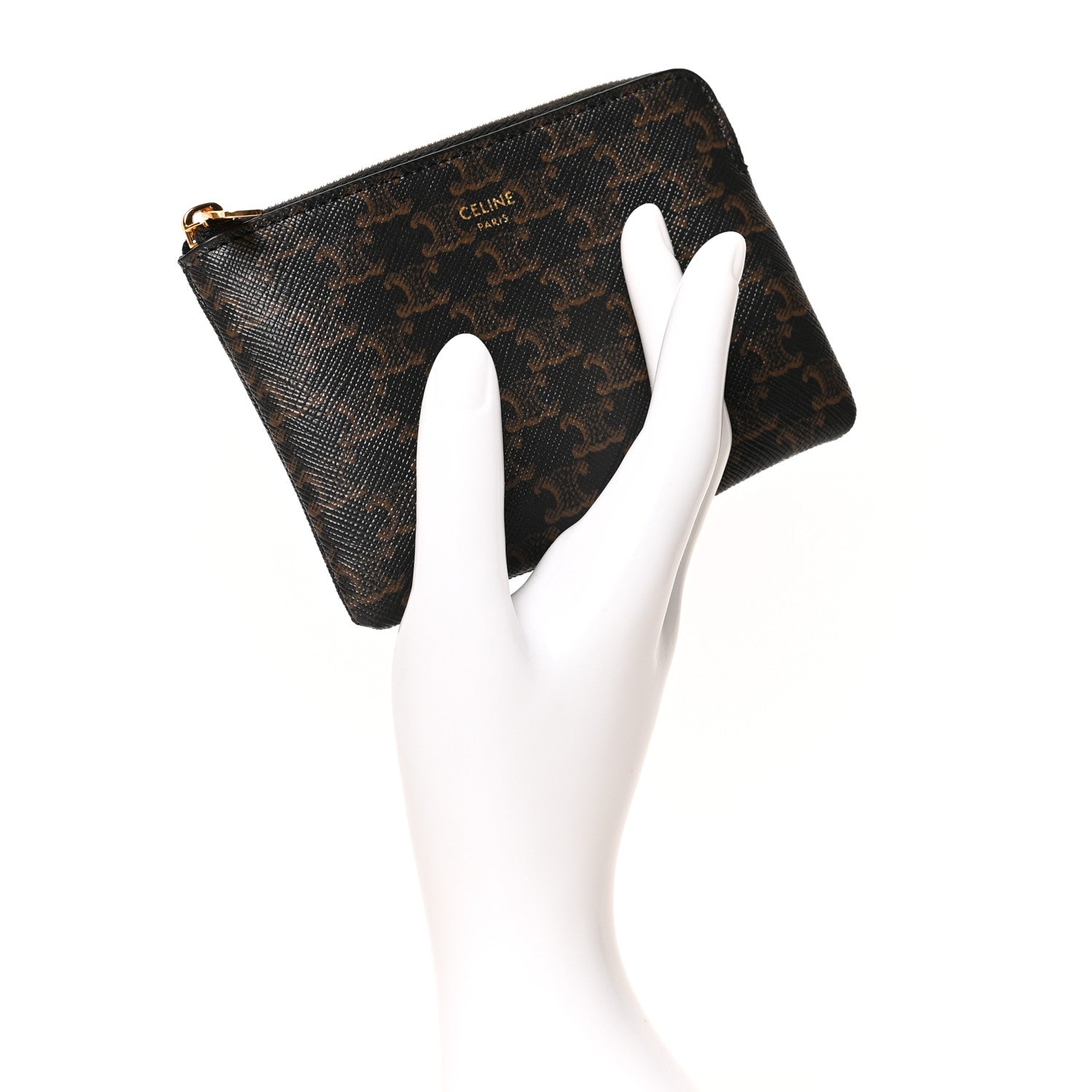 Celine Triomphe Canvas Coin and Card Pouch With Hook Black 2 of 8