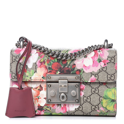 Gucci GG Supreme Monogram Blooms Small Padlock Shoulder Bag Beige Multicolor Dry Rose 1 of 11