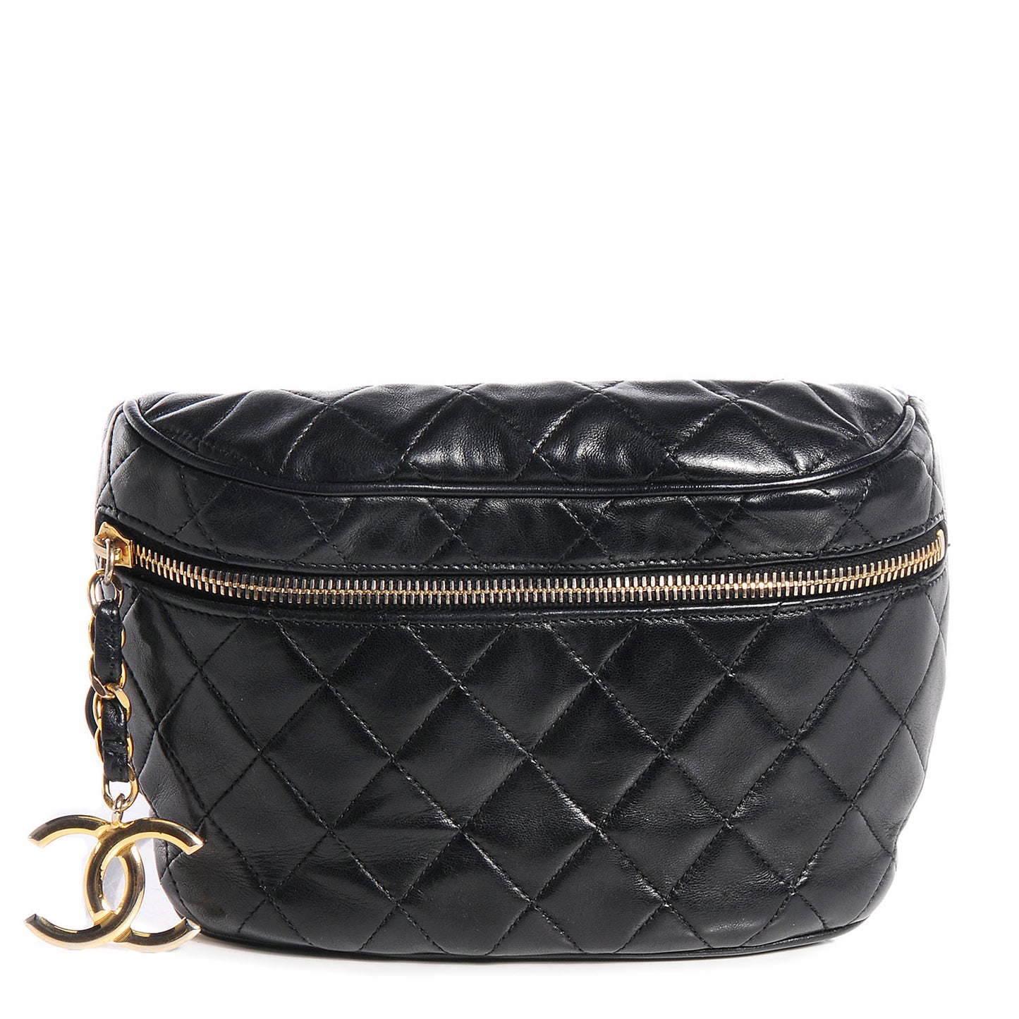 Lambskin Quilted Belt Bag Black