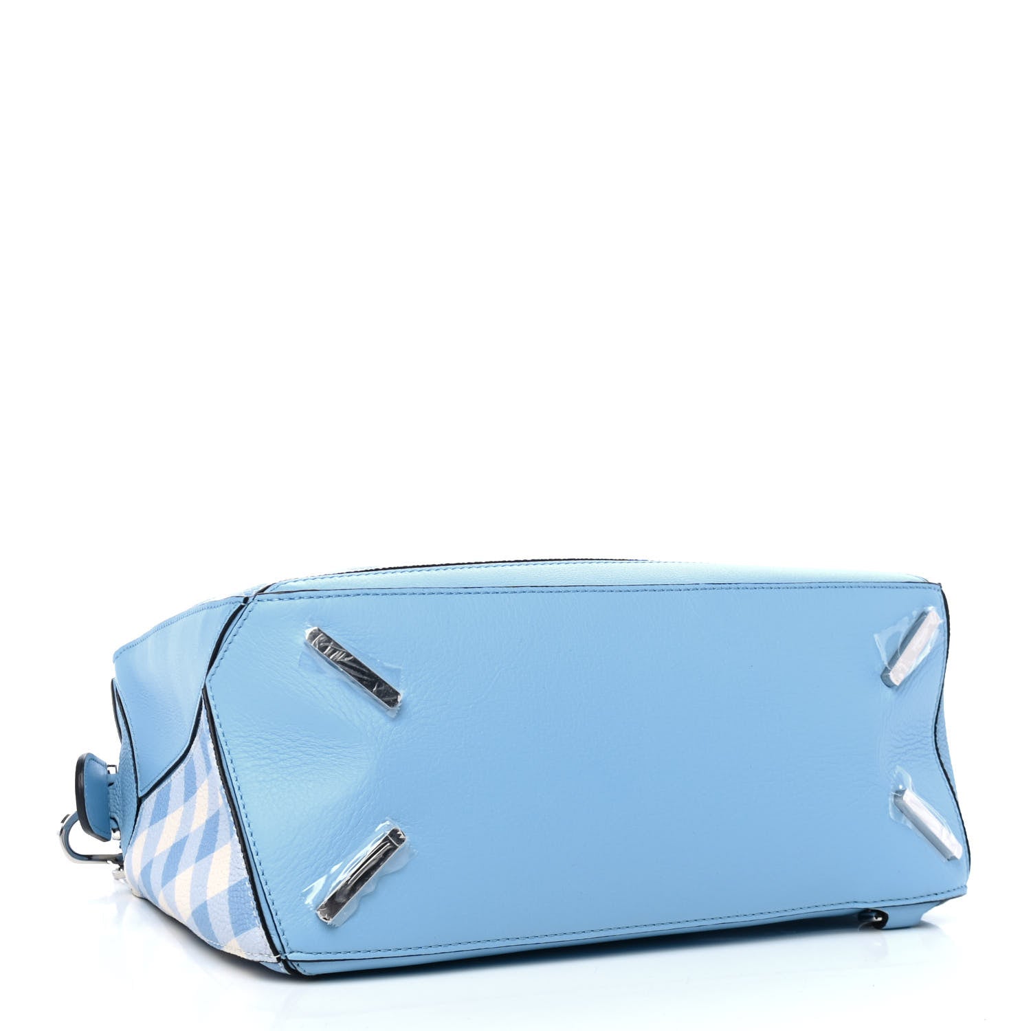 Loewe Calfskin Gingham Puzzle Bag Soft Blue 3 of 4