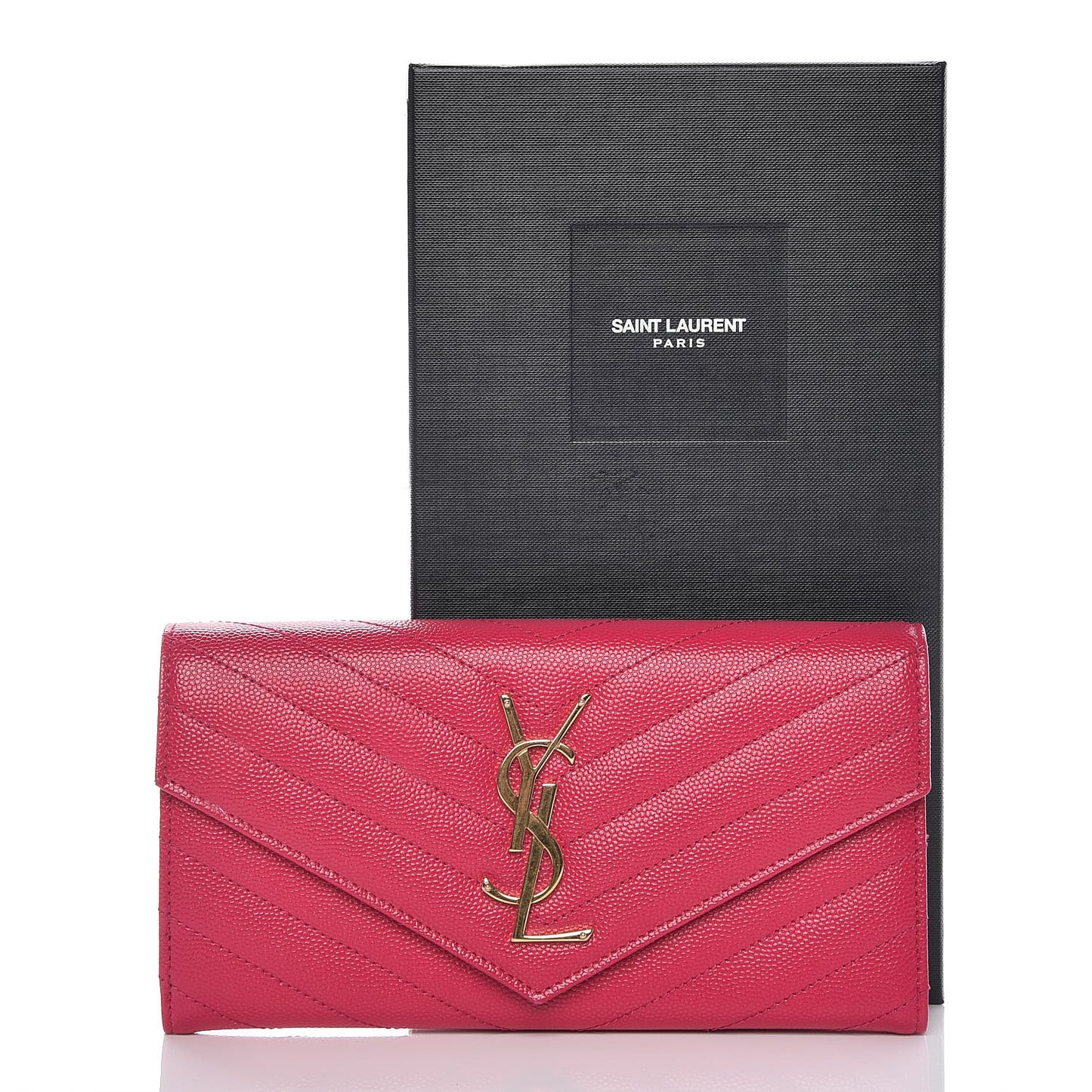 Grain De Poudre Matelasse Chevron Monogram Flap Wallet Bubblegum