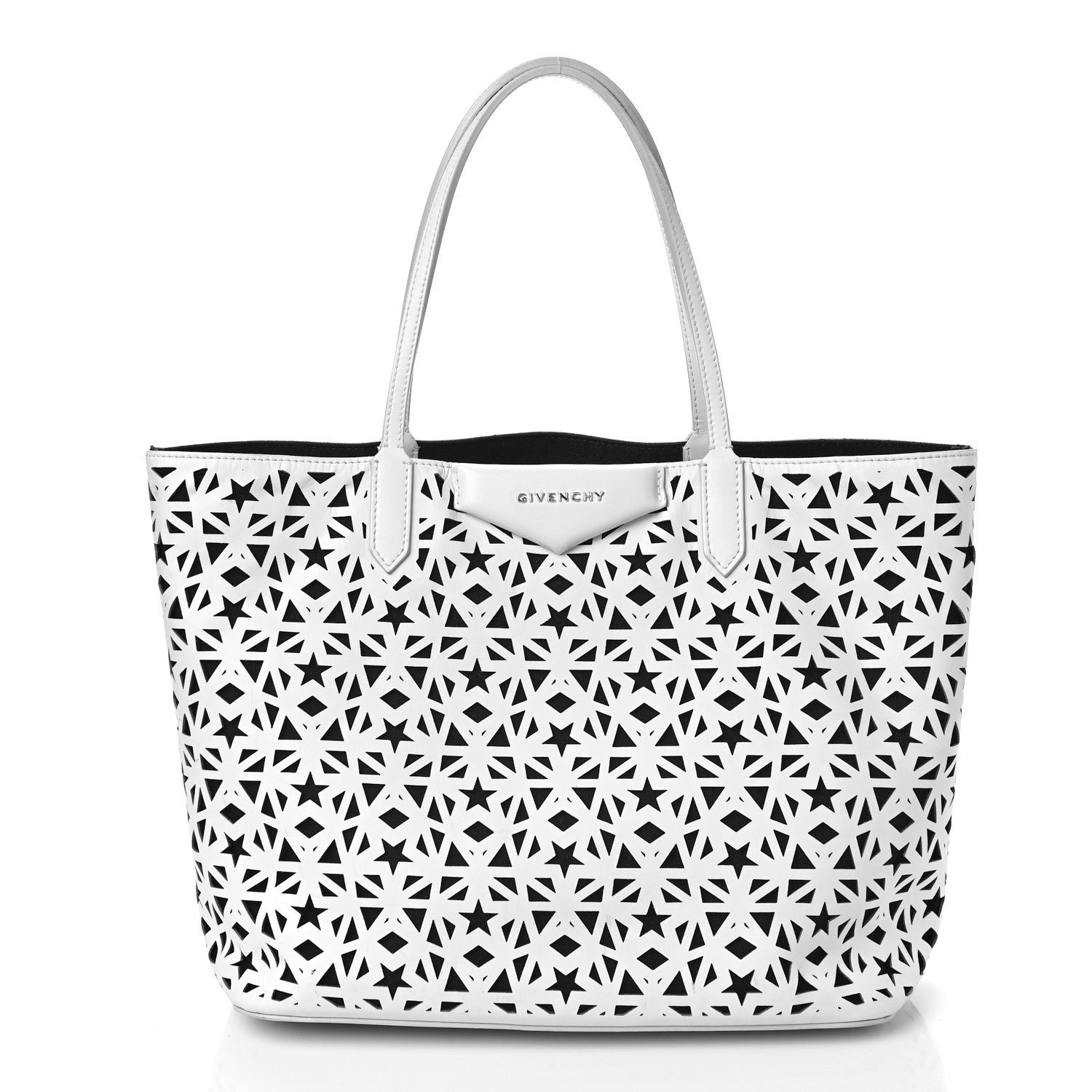 Givenchy Calfskin Lazer Cut Medium Antigona Tote Black White 4 of 13