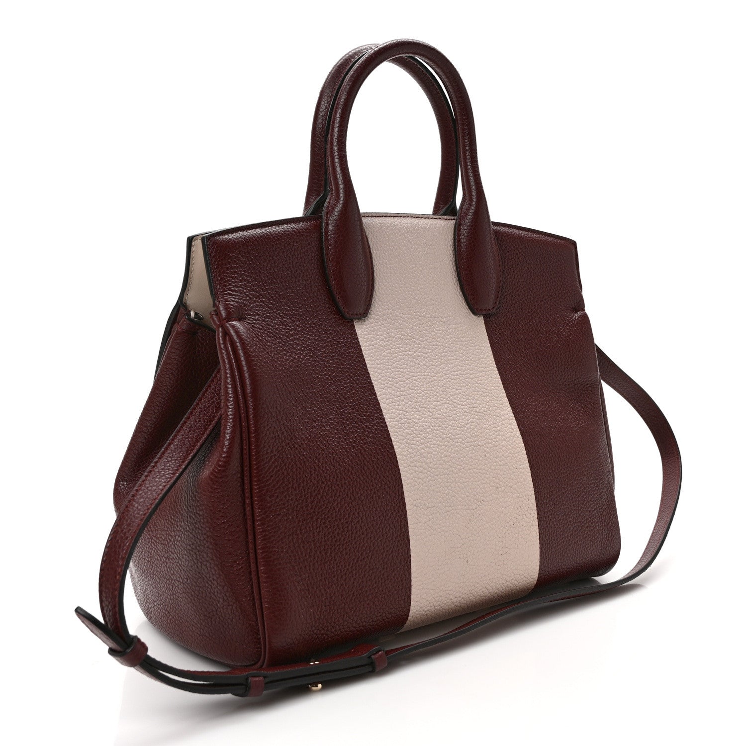 Salvatore Ferragamo Grained Calfskin Studio Top Handle Bag Burgundy Beige 3 of 9