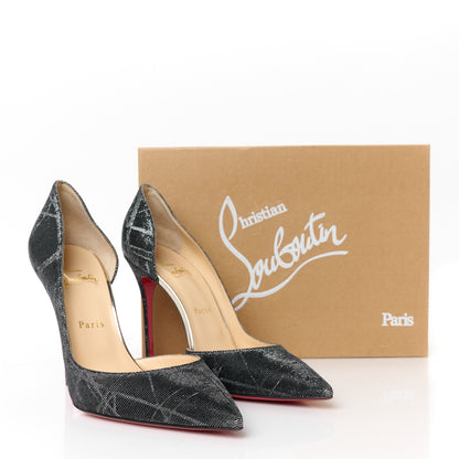 Christian Louboutin Tissu Etincelle Specchio Iriza 100 Pumps 41.5 Black Silver 8 of 9