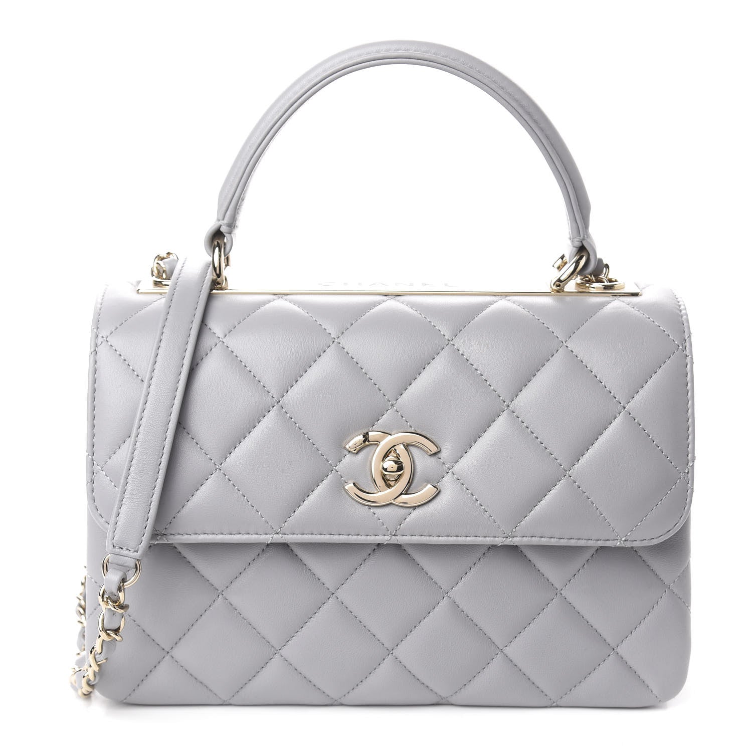 Chanel Lambskin Quilted Small Trendy CC Flap Dual Handle Bag Grey 1 of 14
