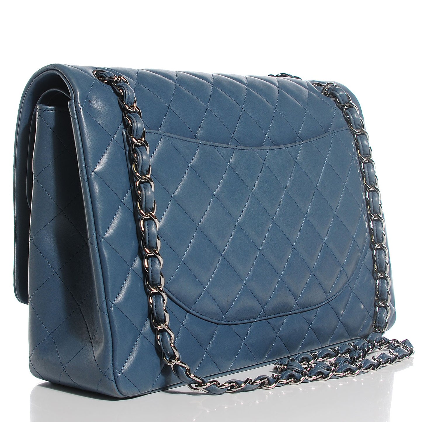 Lambskin Quilted Maxi Double Flap Turquoise