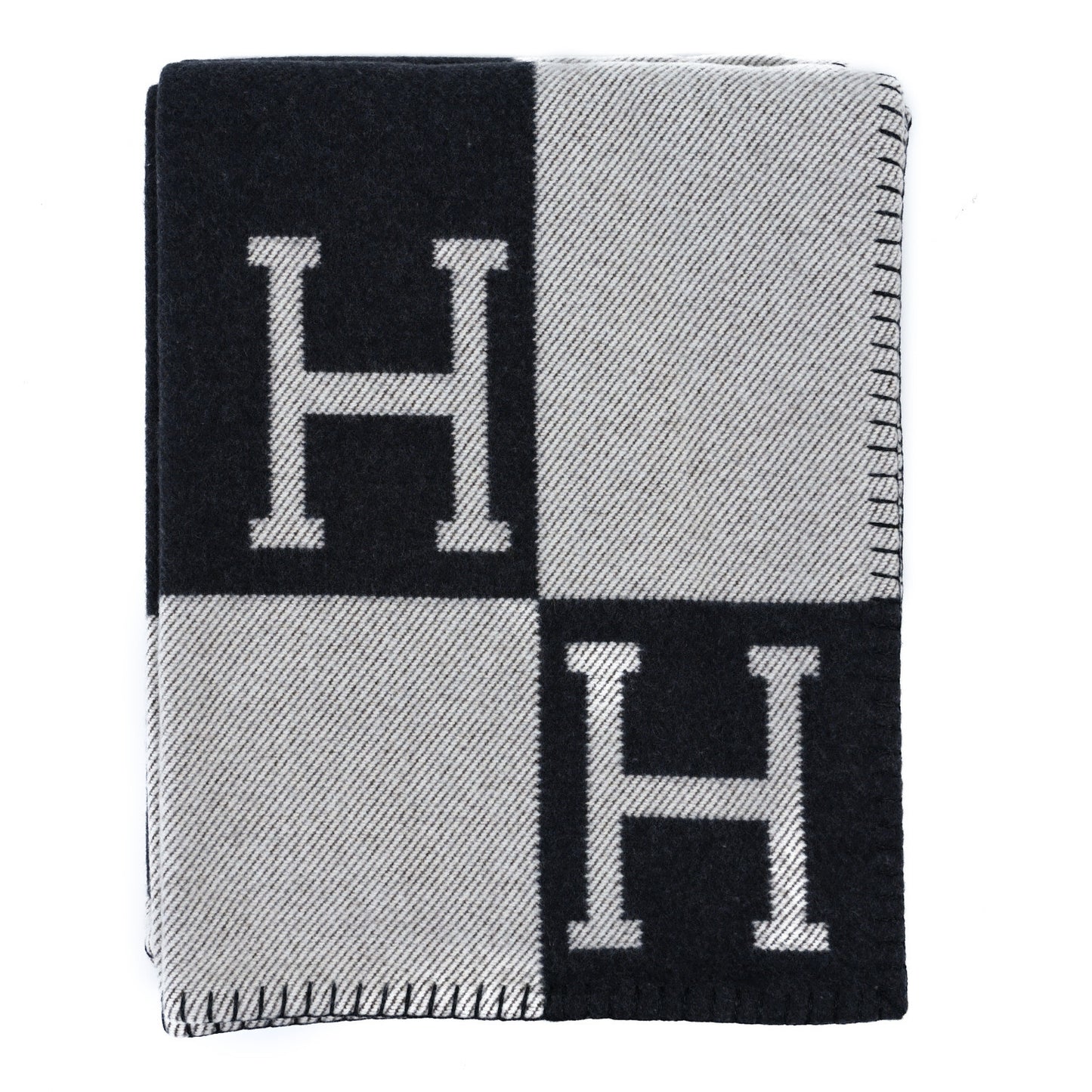 Wool Cashmere Avalon Blanket Ecru Black