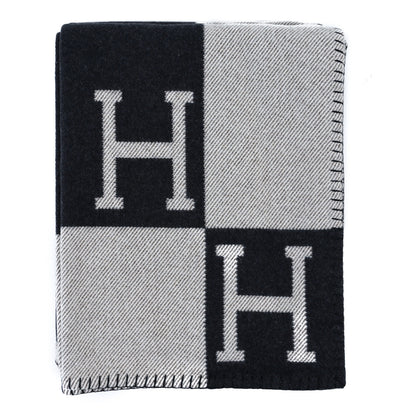 Hermes Wool Cashmere Avalon Blanket Ecru Black 1 of 3