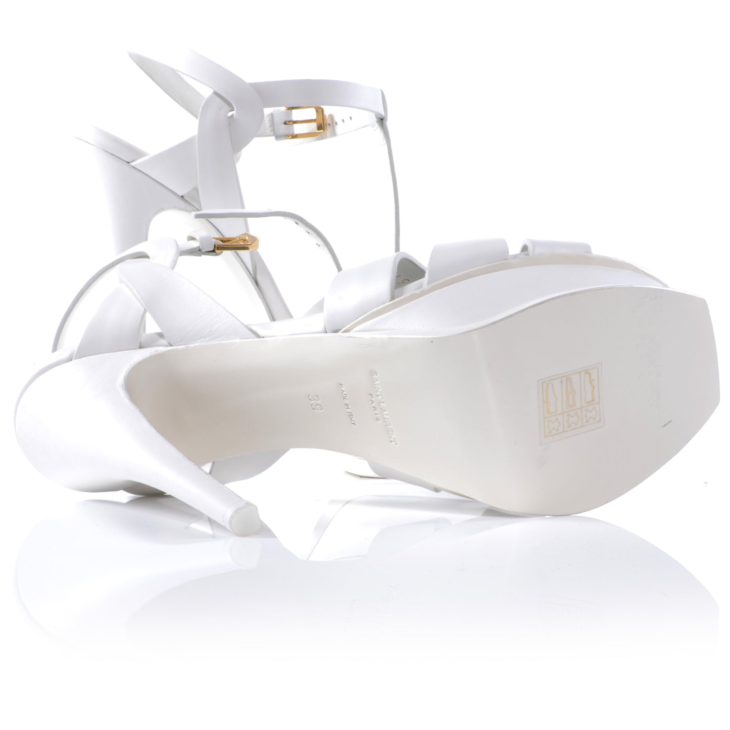 Leather Tribute Platform Sandals 39 White
