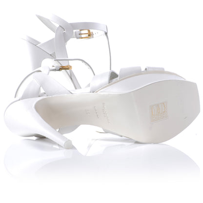 Saint Laurent Leather Tribute Platform Sandals 39 White 6 of 6