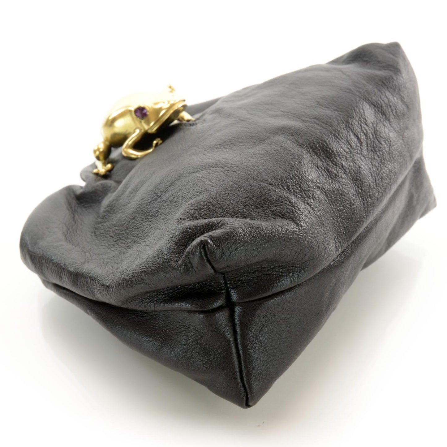 Leather Frog Clutch Black