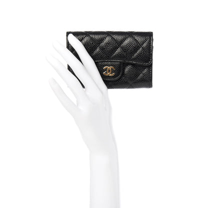 Chanel Caviar Quilted Flap Card Holder Wallet Black 2 of 9