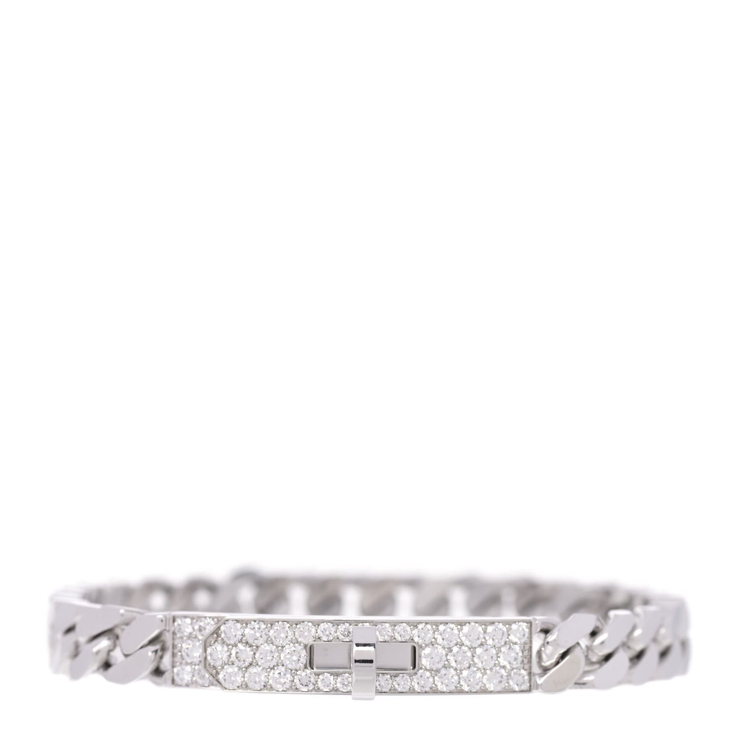 18K White Gold Diamond TPM Kelly Gourmette Bracelet SH