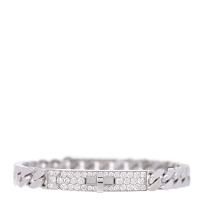 Hermes 18K White Gold Diamond TPM Kelly Gourmette Bracelet SH 1 of 5