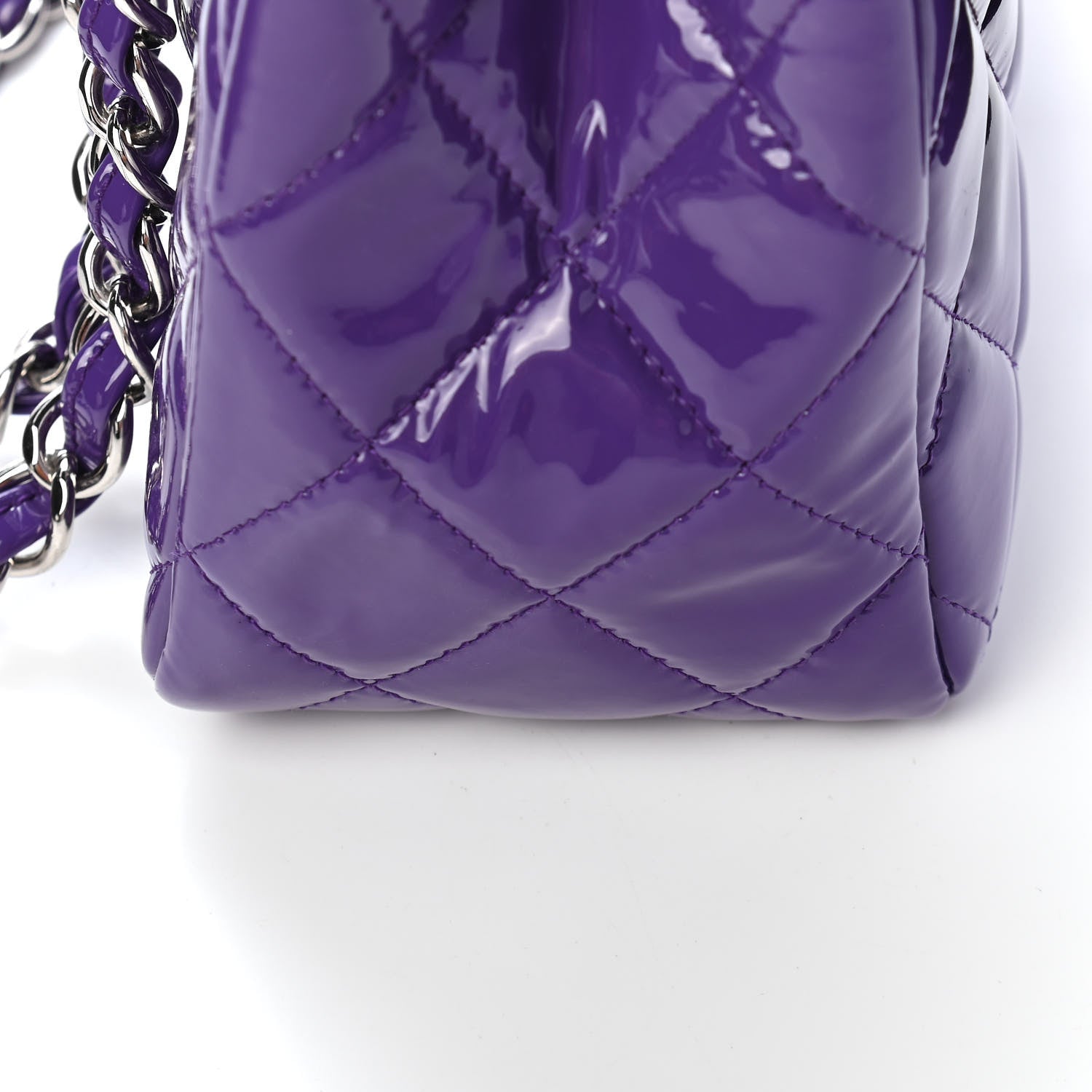 Chanel Patent Calfskin Quilted Jumbo Double Flap Purple 10 of 10