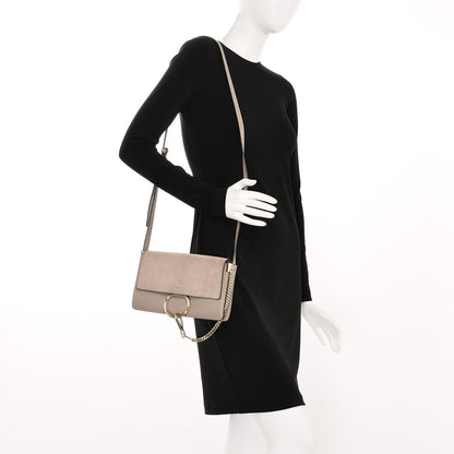 Chloe Suede Calfskin Small Faye Shoulder Bag Motty Grey 2 of 7