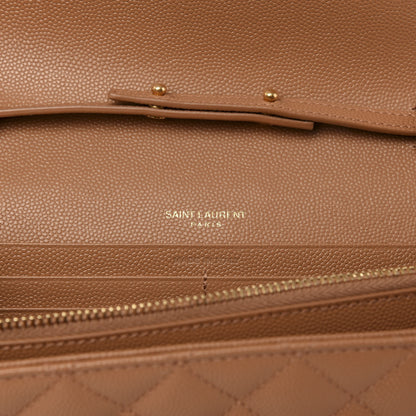 Saint Laurent Grain De Poudre Mixed Matelasse Triquilt Monogram Chain Wallet Dune 5 of 9