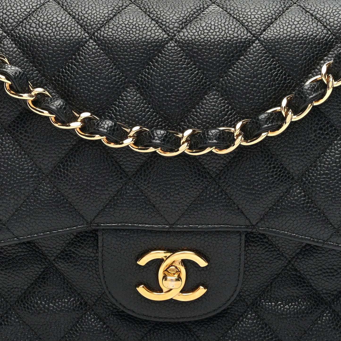 Caviar Quilted Jumbo Double Flap Black
