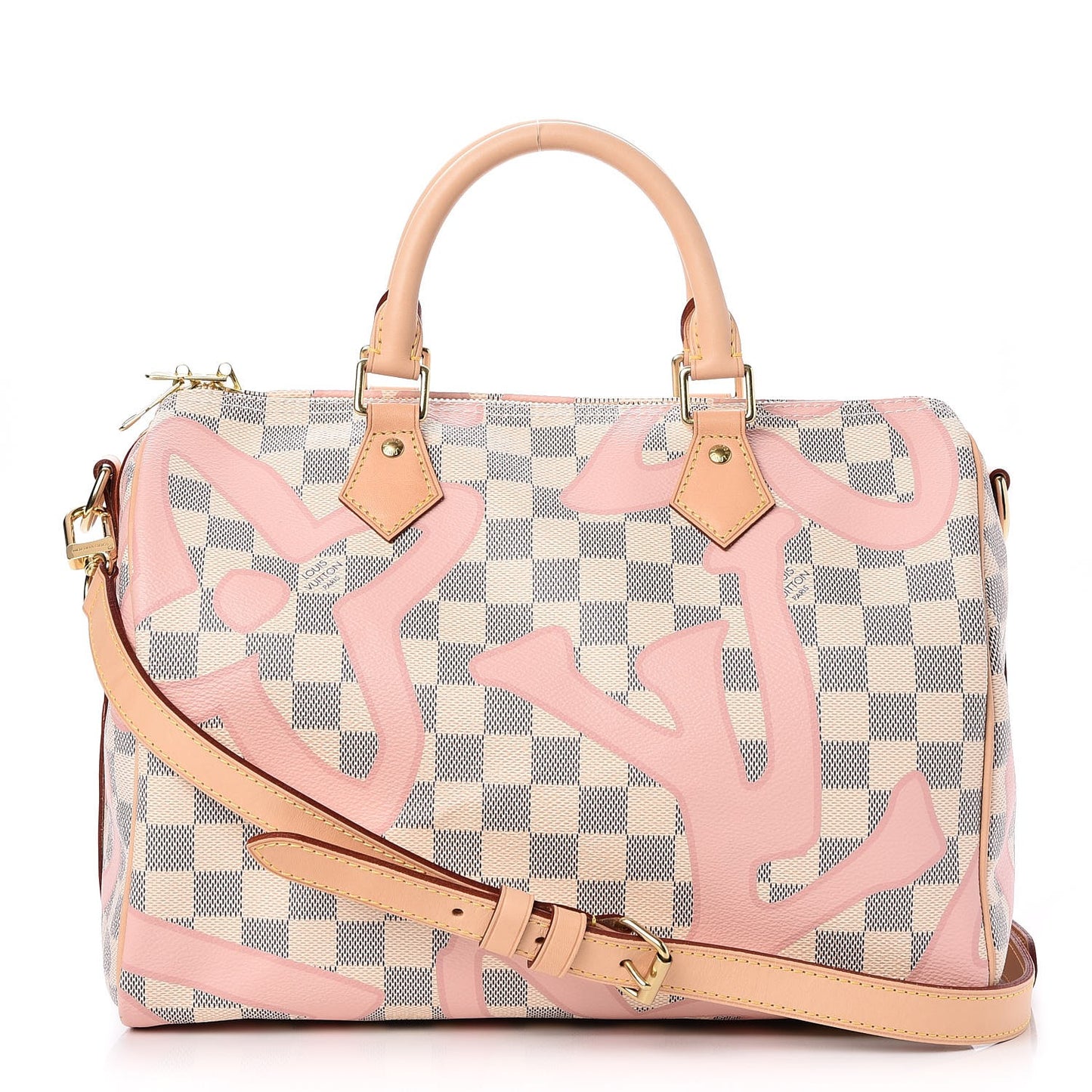 Damier Azur Tahitienne Speedy Bandouliere 30 Rose Ballerine