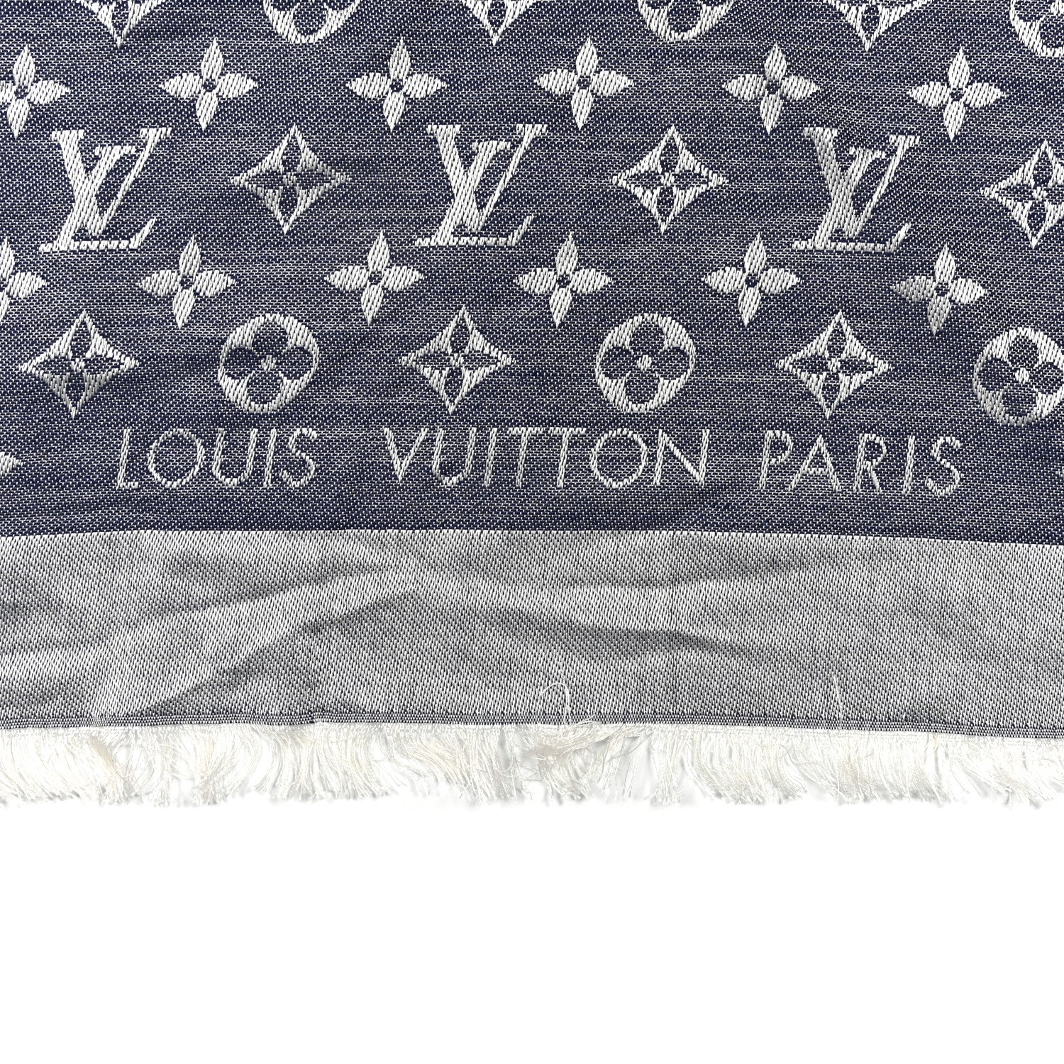 Louis Vuitton Silk Wool Monogram Denim Shawl  Blue 2 of 3