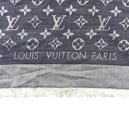 Louis Vuitton Silk Wool Monogram Denim Shawl  Blue 2 of 3