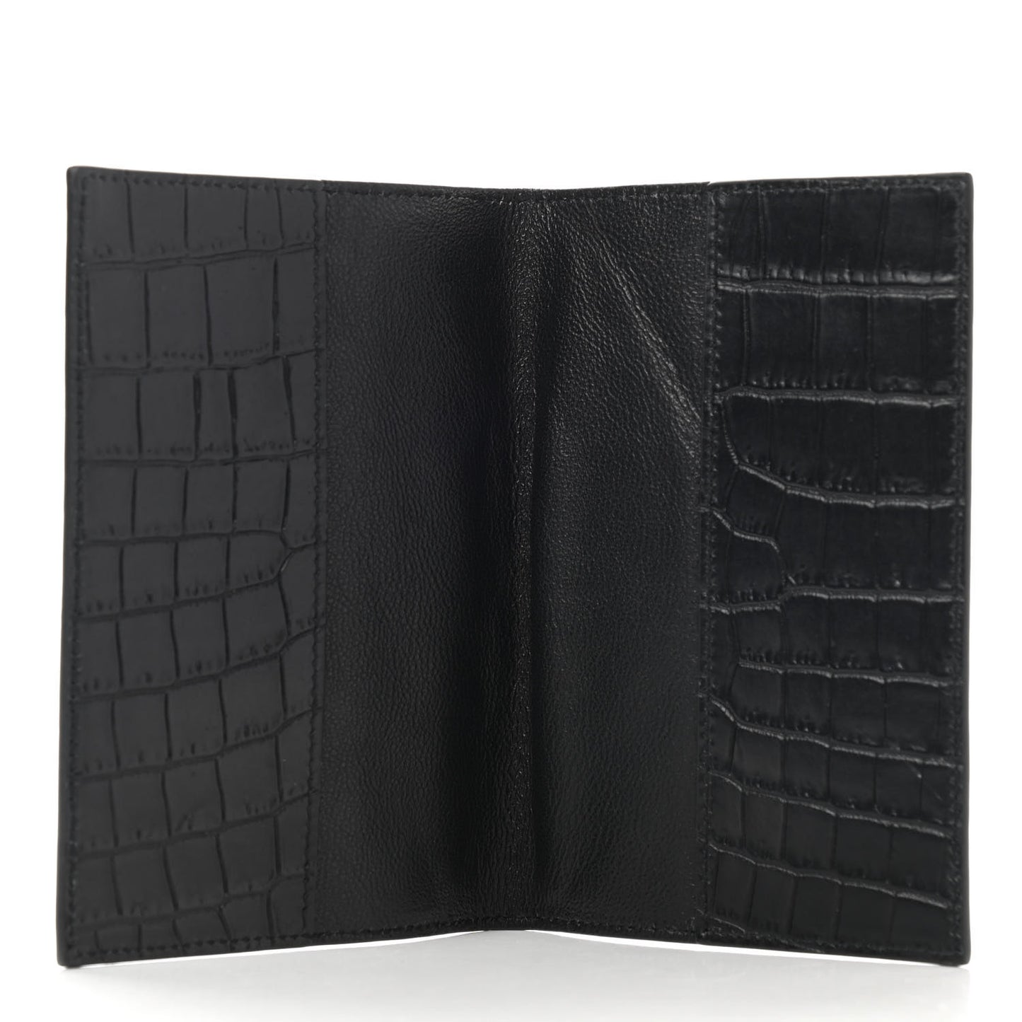 Crocodile Embossed Passport Holder Black