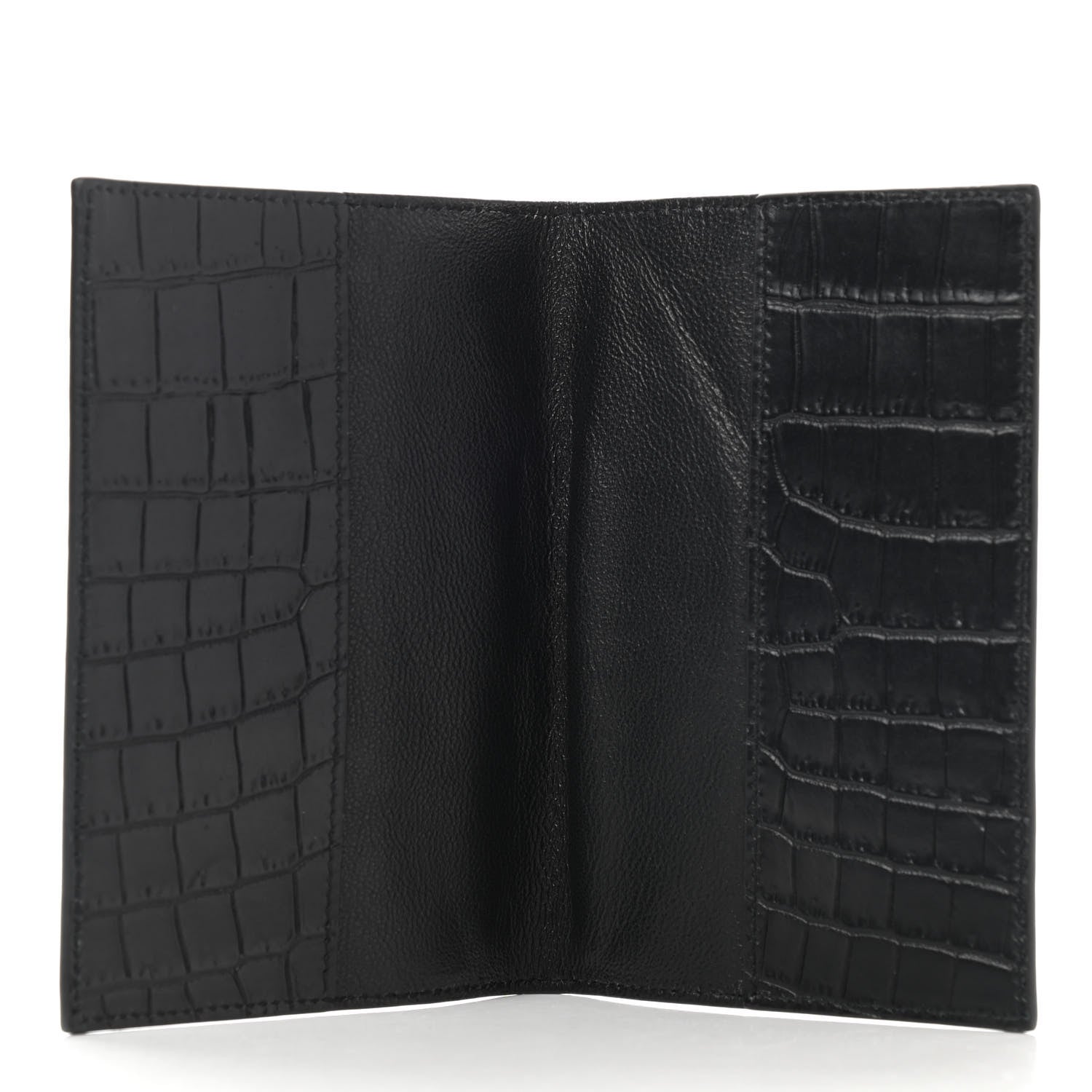 Saint Laurent Crocodile Embossed Passport Holder Black 4 of 5