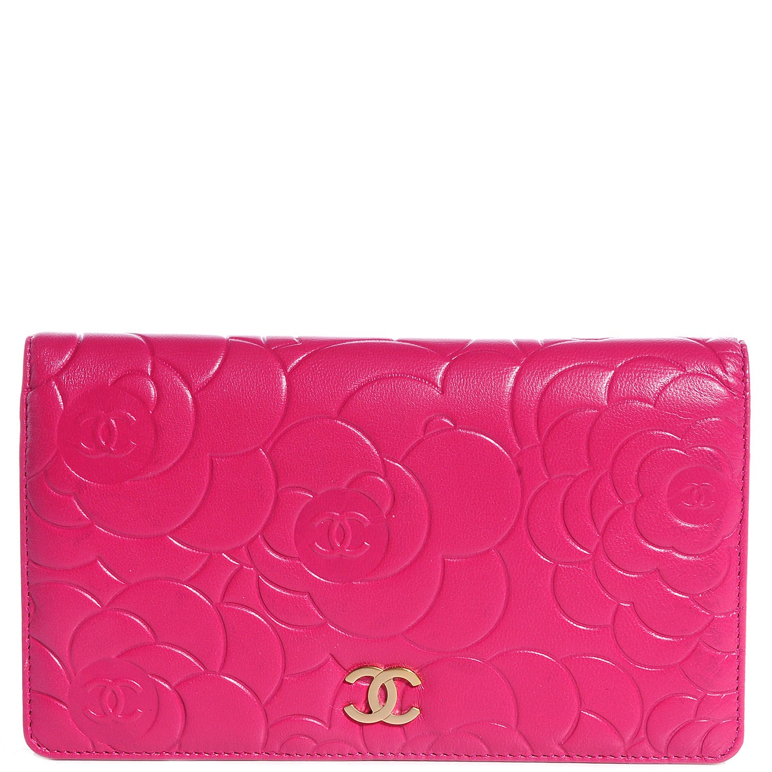 Chanel Leather Camellia Yen Wallet Fuchsia 1 of 8